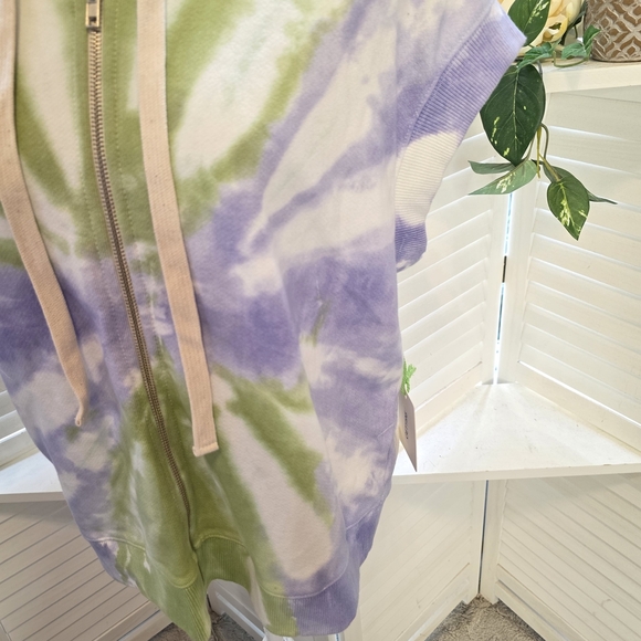 Elle Grey Lime Green Tie Dye Hoodie XL 1356 - Picture 3 of 8